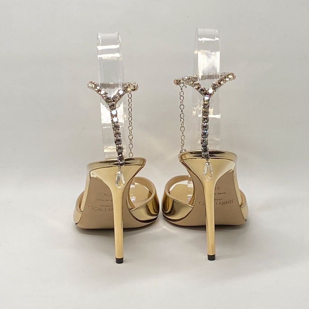 Jimmy Choo Saeda 100MM Metallic Leather Sandals size 37.5 - Picture 7 of 15